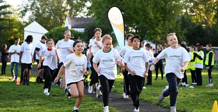 School children taking part in junior parkrun 