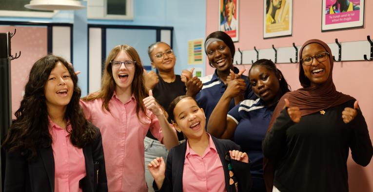 Pupils at Harris Academy Bermondsey celebrate their new changing room 