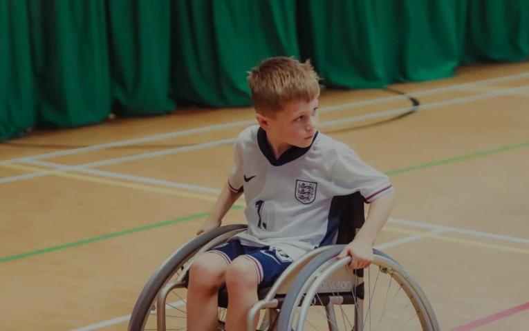 An image of a wheelchair football participant