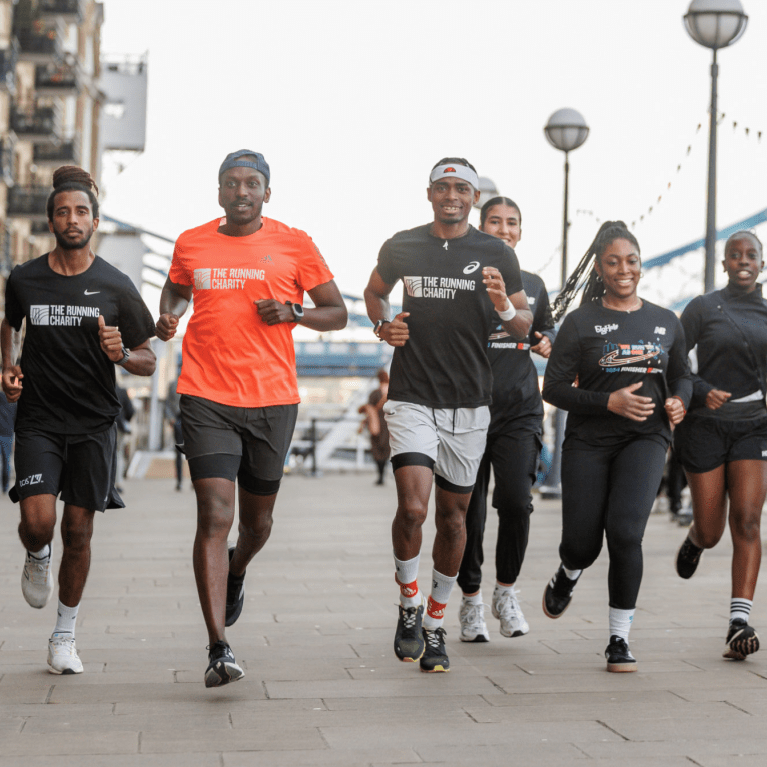 A group of young people running