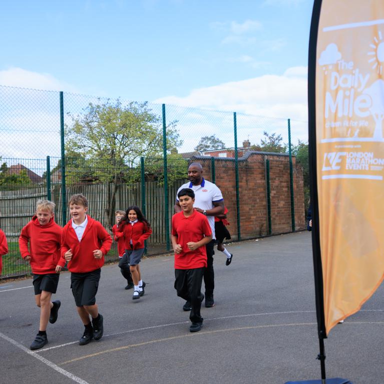 A group of children taking part in The Daily Mile