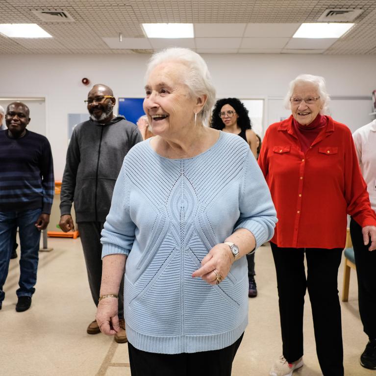Older adults participating in a rehabilitative dance session at Guy's Hospital 
