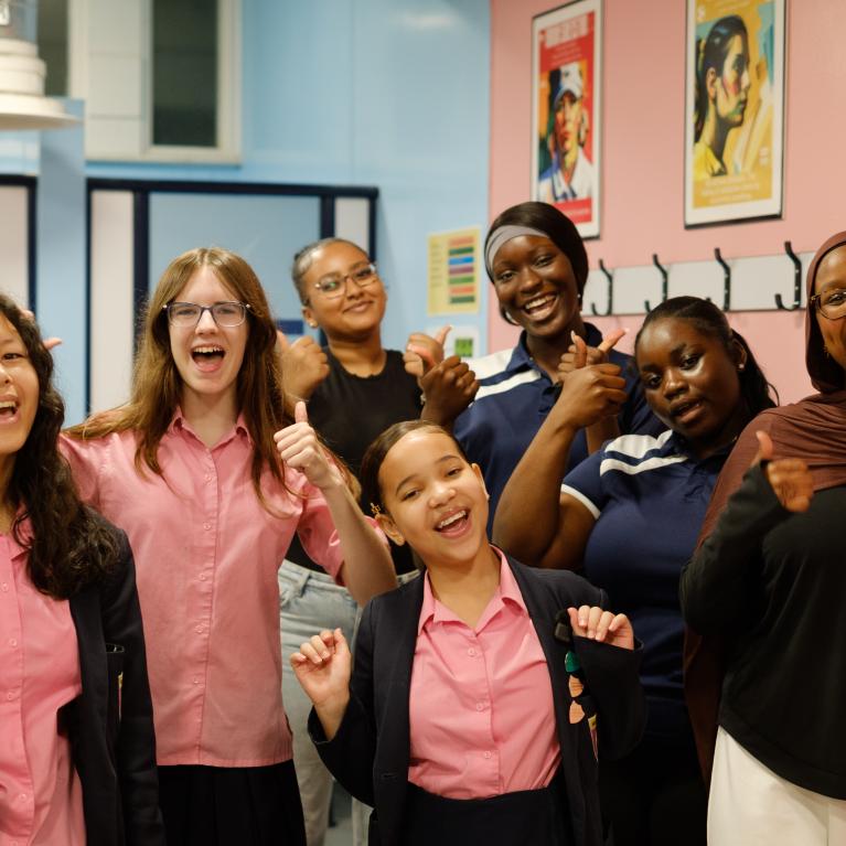 Pupils at Harris Academy Bermondsey celebrate their new changing room 