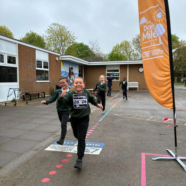 Children running on their new Active Playground 