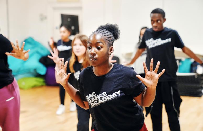 Girl dancing at Battersea Arts Centre
