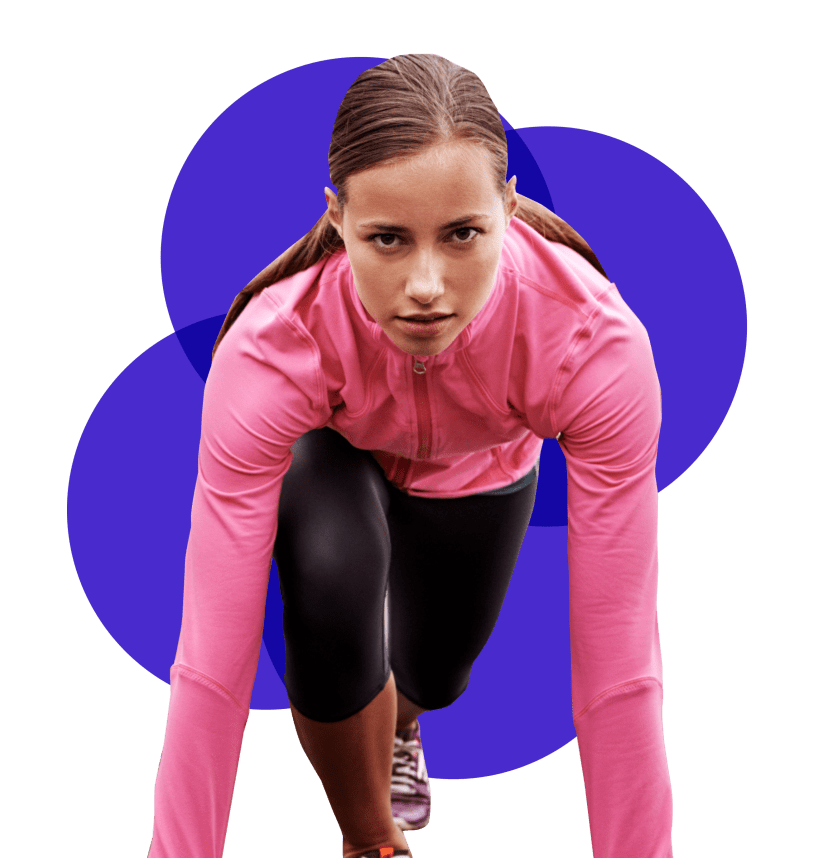 Girl in a sprint race starting position