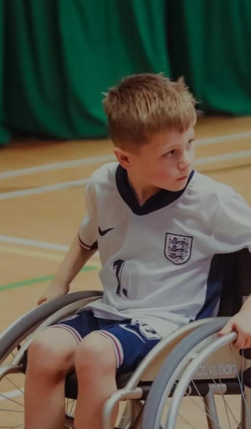 An image of a wheelchair football participant