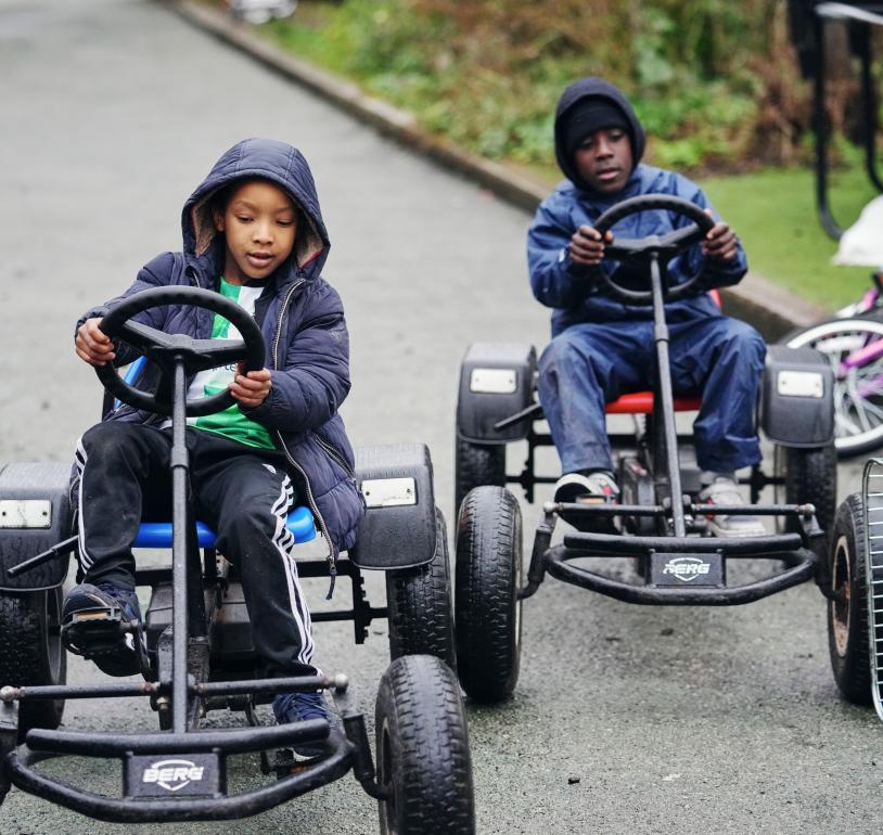Two children at Triangle Adventure Playground